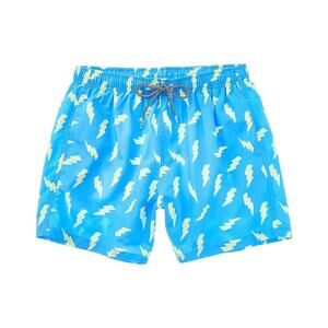 Boardies Apparel Mens Blue Lightning Bolt Swim Trunks Shorts Short Length Size M